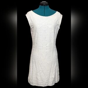 Max Studio White Lace Sleeveless Shift Dress